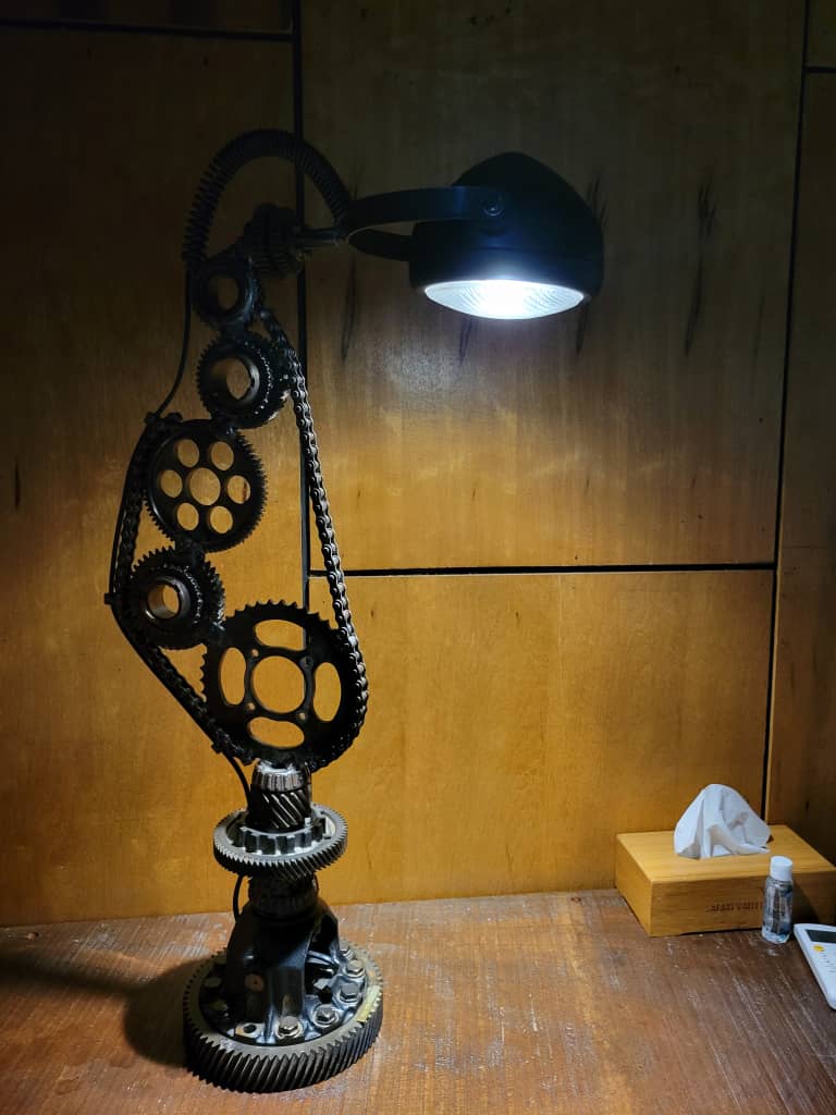 Lamp against a plain wall